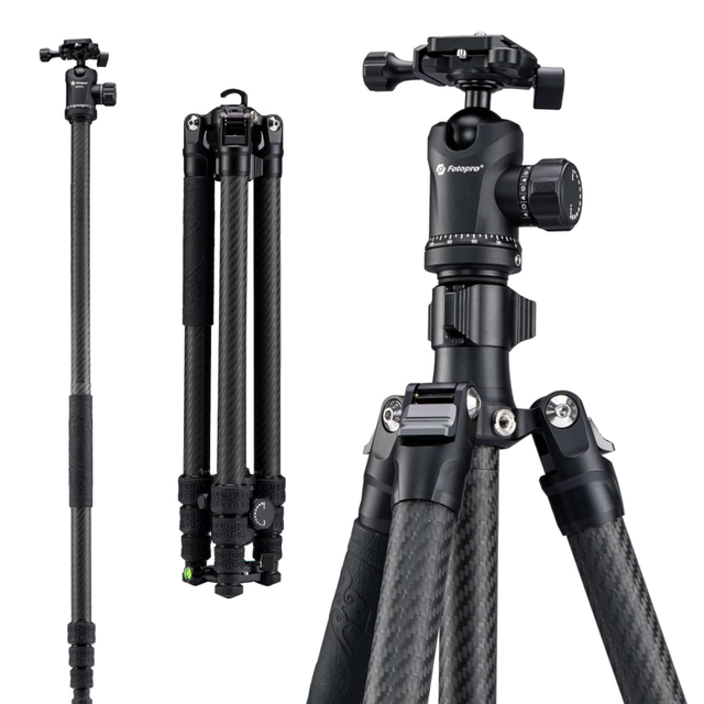 Fotopro Ultra Low Position Shooting 360 Panorama Ball Head 64 Inch 4 Sections Carbon Fiber Travel DSLR Camera Camcorder Tripod