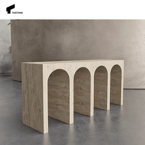 Tostone Personnalisable Carré Beige Naturel Travertin Salon <span class=keywords><strong>Console</strong></span> <span class=keywords><strong>Table</strong></span> pour Couloir Entrée Villa Hôtel Appartement - Product Image 5