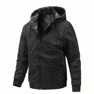 Chaqueta de invierno de concha suave de alta calidad para hombre, cortavientos impermeable de doble cara con capucha, cuello levantado, patrón de cierre de cremallera - Product Image 1