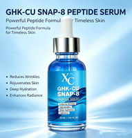 Sérum multi-peptides GHK-Cu Snap-8 pour soins de la peau ODM OEM 30 ml, anti-rides, raffermissant, hydratant, sérum pour le visage au peptide de cuivre bleu
