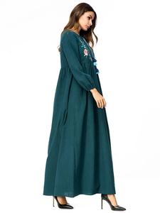 MANNI प्लस आकार पाकिस्तान महिलाओं कशीदाकारी मैक्सी कपड़े शरद ऋतु लंबी आस्तीन आरामदायक पोशाक - Product Image 4