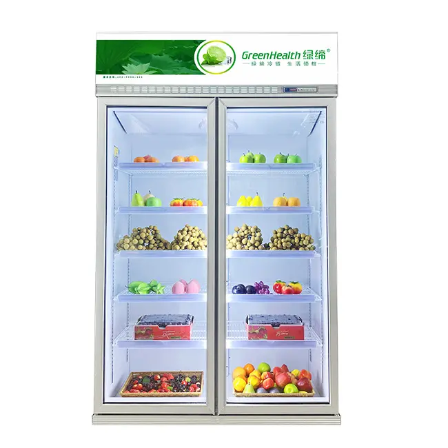 Supermarket Upright Commercial Freezer Glass Door Freezer Beverage Display Refrigerator