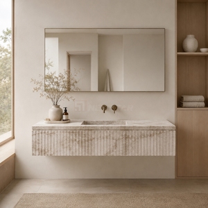 Decoración Vintage para Baño, Encimeras Acanaladas Beige Taj Mahal, Mármol Natural - Product Image 4