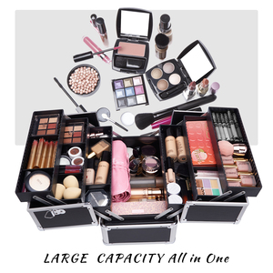 Professional <b>Makeup</b> Train <b>Case</b> with 6 Trays Shoulder Strap Large <b>Makeup</b> Organizer Box Portable Cosmetic Travel <b>Case</b> with Divider - Product Image 2