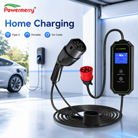 Chargeur EV portable 11 kW 16 A Type 2 400 Vca Triphasé Prise CEE IP65 RCD Courant réglable pour la recharge domestique et en garage en Europe