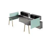 Poste de travail de bureau commercial avec cloison d'intimité, armoire de rangement et hutch suspendu pour espace de travail ouvert