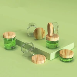 Envase Cosmético de Plástico Transparente Verde de 80ml 100ml 120ml 200ml 250ml con Tapa de Madera para Crema - Product Image 2
