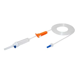 Conjunto de infusão de fluido para infusão IV, conjunto de gotejamento médico descartável estéril para uso com bomba