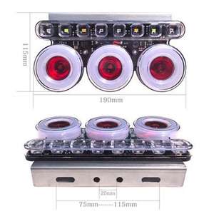 Faro Antinebbia a Tre Luci Rotonde 24V, Lampade di Avvertimento Universali per Camion e Rimorchi, Luci di Segnalazione e Freni Anti-Collostrazione - Product Image 1