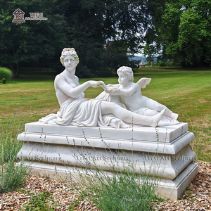 Natural White External <strong>Greek</strong> Goddess with Cupid Statue for Outside - Product Image 1