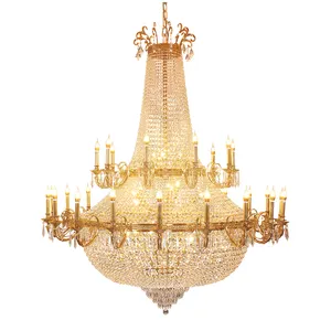 Showsun european luxury hanging lamp large empire chandelier maira theresa k9 crystal large hotel wedding decor gold chandeliers
