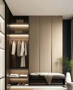 Solid Wood <b>Wardrobe</b> Bedroom Furniture <b>Wardrobe</b> with Glass <b>Door</b> High End Walk in Closet - Product Image 1