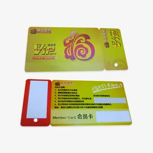 Fabricante de China, tarjeta de lealtad Premium personalizada, PVC, código de barras de dos partes, triple tarjeta combinada de PVC, etiqueta de llave de 3 arriba para negocios