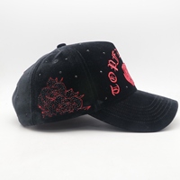 Gorras de Béisbol de Terciopelo Brillante con Bordado de Pedrería y Perlas, Gorras de 5 Paneles, Gorras de México, Gorras Personalizadas