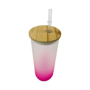 Bouteille d'eau en verre en forme de canette de bière 18 oz, gobelet vierge pour sublimation, gobelet givré 18 oz, bocal Mason avec couvercle et paille - Product Image 4