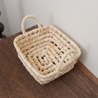 Boîte cadeau vintage en forme de panier tressé, avec poignée, pour festival, maison, avec couvercle, boîte de rangement