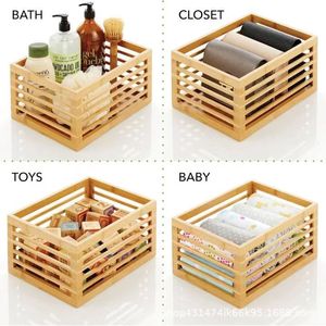 Cesta de almacenamiento simple de bambú y madera, con marco, para uso doméstico, adecuada para guardar artículos diversos, frutas y bebidas. Disponible en - Product Image 4