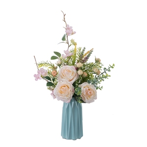 CF02105 Ramo de Rosas Románticas de 21 Pulgadas con <span class=keywords><strong>Lila</strong></span> y Follaje Mixto, Elegante Centro de Mesa para Decoración del Hogar - Product Image 1
