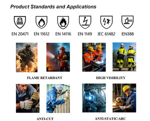 Combinaisons de travail ignifuges 93% Meta Aramide 5% Para Aramide 2% Antistatique, Chemises de travail ignifuges, Tenues de travail ignifuges - Product Image 6