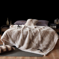 Couverture de luxe en fourrure véritable chocolat, vente en gros