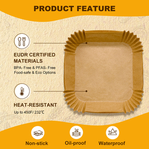 Feuilles de papier jetables personnalisées pour friteuse à air, 100 pièces, 150 feuilles de revêtements en papier antiadhésifs pour friteuse à air, 100 pièces sans BPA 7 - Product Image 2