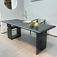 Table de salle à manger exécutive multifonctionnelle en bois massif, moderne, durable et simple, avec plateau rectangulaire en acrylique noir pour bureau domestique