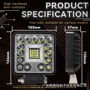 ไฟสปอร์ตไลท์ LED ขนาด 4 นิ้ว 40 ดวง สำหรับรถออฟโรด Wrangler ไฟส่องสว่างยานยนต์ ใช้พลังงานไฟฟ้ากระแสตรง - Product Image 2