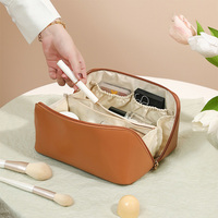 Trousse de Toilette en Cuir PU, Sac de Rangement Portable Grande Capacité Quatre Couleurs, Idéal pour les Voyages