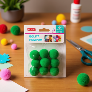 Pallina di pon pon Ilan da 3,0 cm, verde, per decorazioni artigianali e progetti fai da te - Product Image 2