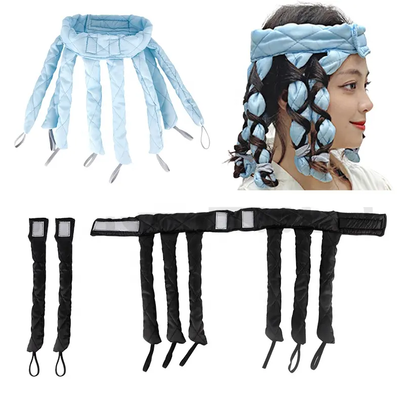 2022 New Design heatless curling rod headband Silk sleeping Hair Roller Wave Hair Curls with scrunchies silk Hair Curler
