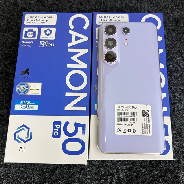 Camon50 Pro Android 15 Cell Phone 6.8 Inch 24GB RAM 512GB 6000mAh Battery 50MP+32MP Camera 4G LTE Unlocked Dual SIM