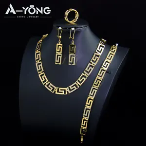 Ayong Jewelry Set Fashion Design 18k Gold Copper 4Pcs Set High Quality Dubai Style Zircon Jewelry Set For Women