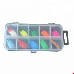In Stock Free sample 10pcs Multi color Trout Lures Metal Jig Spoon fishing bait Set Fishing Spoon Lure Kit