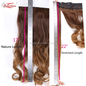 Venta caliente Ombre Cabeza completa Onda rizada Clips en extensiones de cabello sintético Piezas de cabello <span class=keywords><strong>para</strong></span> mujeres de belleza - Product Image 3