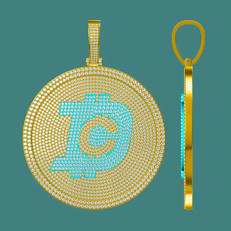 Hip Hop Custom Jewelry 18K Gold Plated Customized LOGO Pendant Iced Out Circle Diamond Pendant Letter Pendant