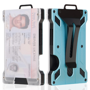 <span class=keywords><strong>Portafoglio</strong></span> minimalista per gli uomini <span class=keywords><strong>con</strong></span> fermasoldi, sottile in metallo Business porta carte di credito, blocco RFID - Product Image 1