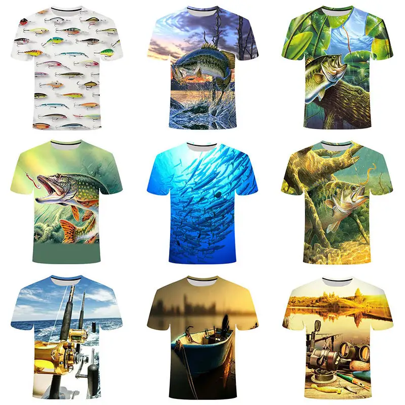 3D Fish Printed T Shirt for Men Summer Men's Carp Fishes Funny T-shirt Women Kids Male Oversized Short Sleeve Tops Tees