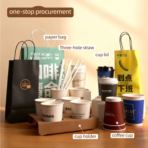Gobelets à café en papier jetables personnalisés avec logo, 8oz 12oz, marron, à paroi simple, pour boissons chaudes, avec couvercles - Product Image 2
