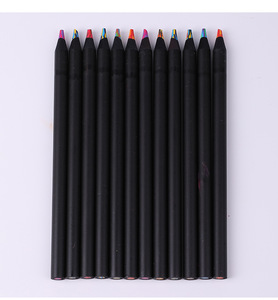 Matite Colorate con Nucleo Arcobaleno in Legno Nero, 12 Colori, per Disegno, Colorazione e Schizzi per Bambini, Attività Scolastiche e in Classe - Product Image 2