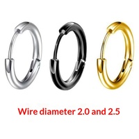 Boucles d'oreilles créoles électroplaquées en tungstène de haute qualité, calibre 20-25, classiques, élégantes, polyvalentes, unisexe, cercle uni