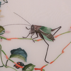 Suzhou Embroidery Golden Cicada And Lark Series Handmade <b>Square</b> Wall Art Dark Brown Wood <b>Frame</b> Chinese Style Living Room - Product Image 4