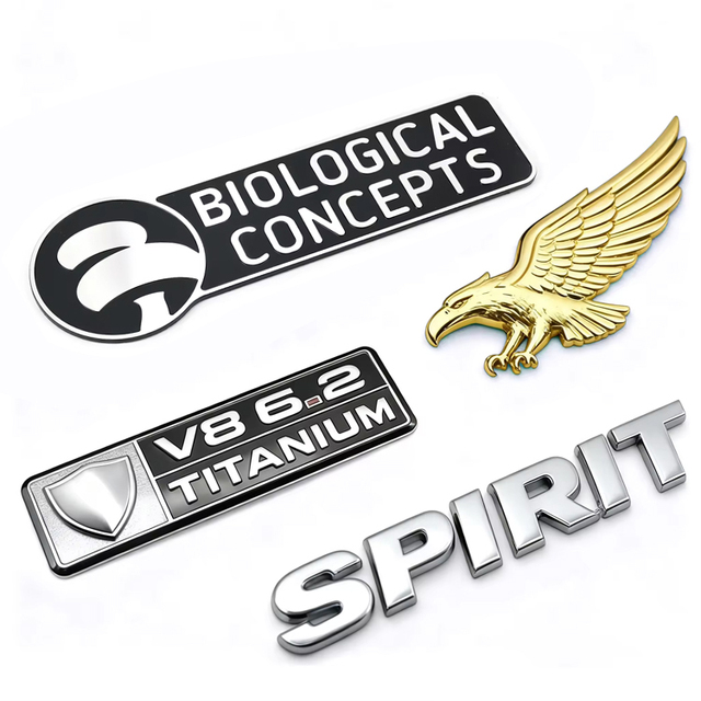 Custom Emblem 3D Sticker Zinc Alloy Aluminum Gold Silver Plated Die Cast Electroplate Chrome Brushed Car Logo Metal Badge