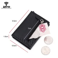 Rfid Blocage Titulaire De La Carte De Crédit Portefeuilles Hommes Mince Mince En Cuir Porte-Monnaie Petit Mâle Noir Mini Titulaire De La Carte Cas pour Hommes Cartera