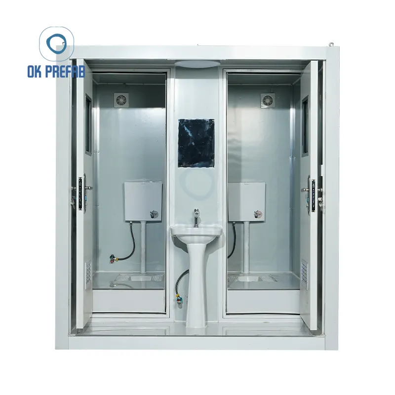 Prix raisonnable Business Unité de salle de bain portable de haute qualité Douche et toilettes Toilettes mobiles portables en acier pour adultes