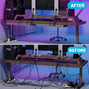 Kit saluran kawat Slot terbuka 62.8 "(4X15.7)\" <span class=keywords><strong>4</strong></span> Pak rak Server abu-abu manajemen kabel Raceway jaringan tersembunyi kawat kabel VGA - Product Image 4