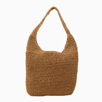 Sac fourre-tout d'été en paille tressée fait main, style plage, avec LOGO personnalisé, grande capacité, pour les vacances