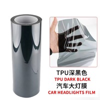 Film de protection auto-cicatrisant anti-rayures en TPU noir brillant pour phares de voiture, teinte fumée, pour feux arrière de voiture 0,3*15M