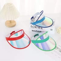 Gorra Visera Holográfica al por Mayor con Logotipo Personalizado, Visera Solar Iridiscente de PVC, Gorra Deportiva Transparente Ajustable para Hombres y Mujeres