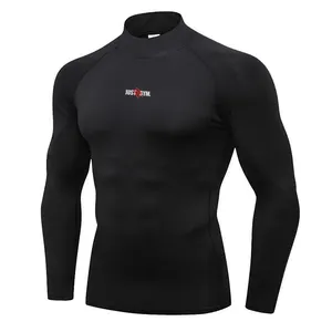 Drop Shopping wholesale Men's Gym Athletic Compression Sport Running Turtleneck Long Sleeve T Shirt