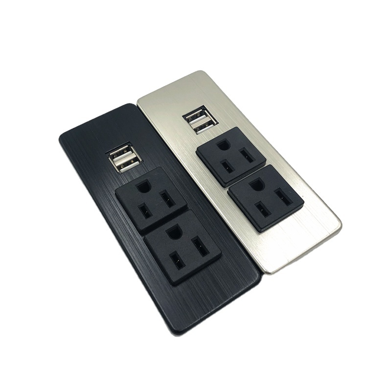 Prise De Table Encastrable Rétractable - 2 Prises EU 16A + USB A/C + LAN + HDMI - Alliage Aluminium Argenté - Installation Sur Bureau